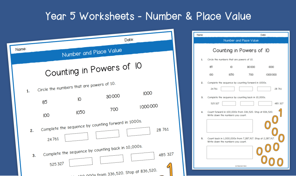 Year 5 Counting in Powers of 10 Worksheets | KS2 Number & Place Value | Primary Maths