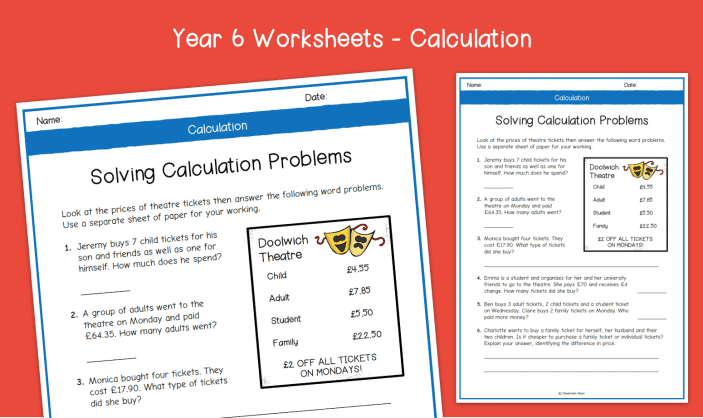 Year 6 | Solving Calculation Problems Worksheets | KS2 Calculation ...