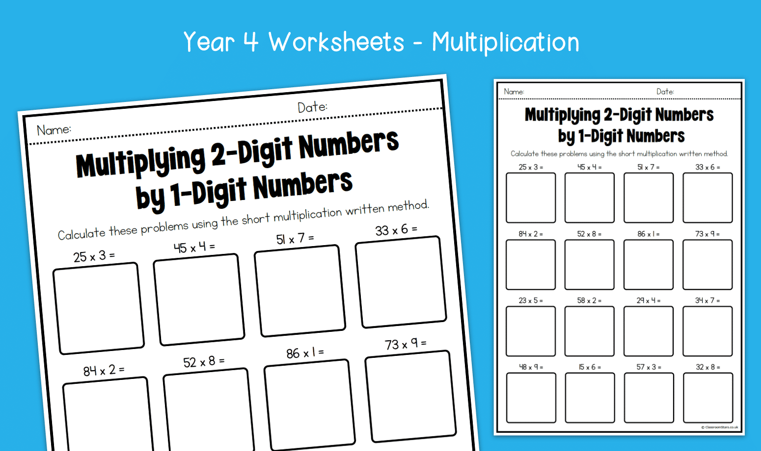 Year 4 | Multiplying 2-Digit Numbers by 1-Digit Numbers Worksheets ...